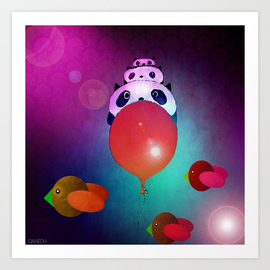 The journey of the family panda Art Print