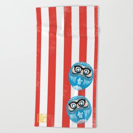 Blue Daruma Beach Towel