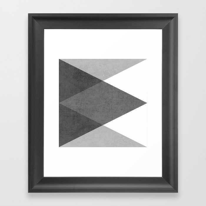 black and white triangles Framed Art Print