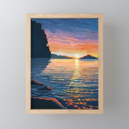 Sparkling Lake Sunset Framed Mini Art Print