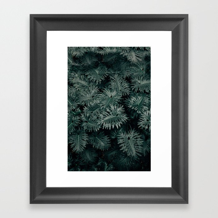 Monstera Leaves - Blue Framed Art Print