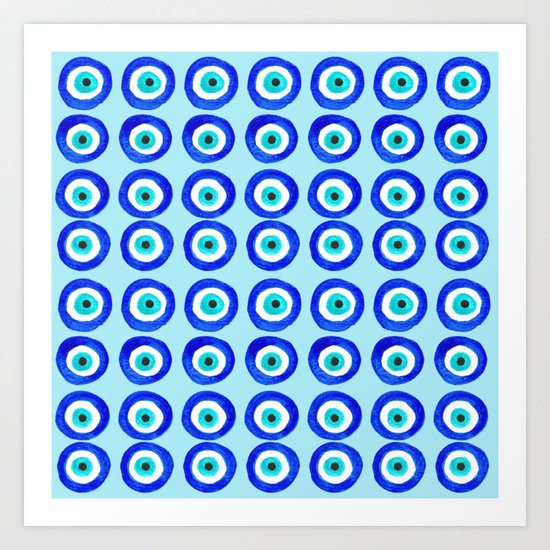 Evil Eye Talisman - on turquoise Art Print