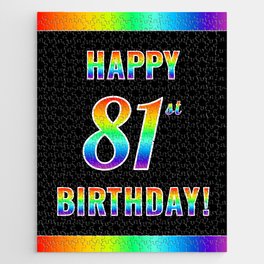 [ Thumbnail: Fun, Colorful, Rainbow Spectrum “HAPPY 81st BIRTHDAY!” Jigsaw Puzzle ]