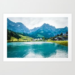 Blue Mountains and Lake II | Europe Switzerland Nature Landscape Photography Art Print