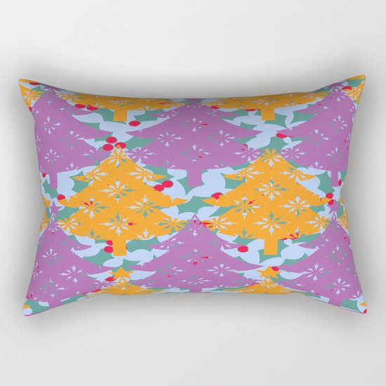 Christmas Holly Tree Rectangular Pillow