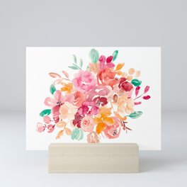 Elegant soft chic earth tone floral fall bouquet watercolor Mini Art Print