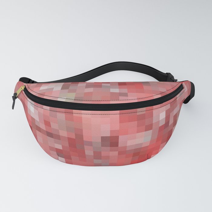 geometric square pixel pattern abstract in red Fanny Pack