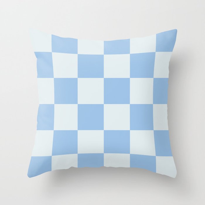 Retro Blue Checkered Plaid (ix 2021) Throw Pillow