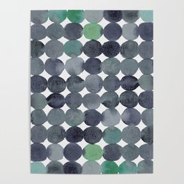 Dots pattern - grey and green Poster