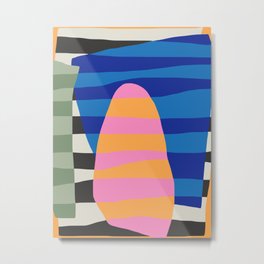 Striped shape cut out collage 2 Metal Print | Abstract, Shape, Blue, Sage, Stripes, Collage, Cutout, Matisse, Painting, Abstractstripe 