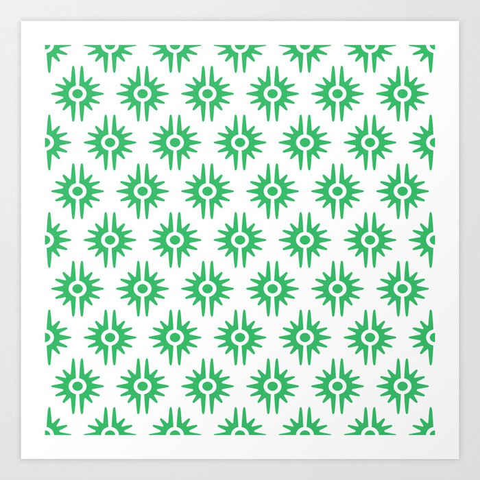 Mid Century Modern Bang Pattern 272 Green Art Print