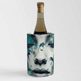 Experimental Shades Of Green: a canvas art print Wine Chiller
