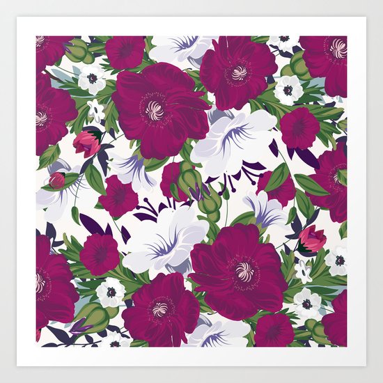 Purple Spring Flowers Art Print