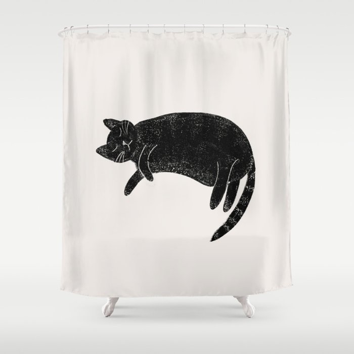 Lazy Black Cat Shower Curtain By Sanguineeyes Society6