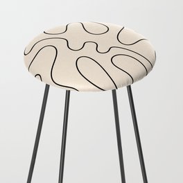 Squiggle Abstract Minimalist Modern Pattern in Black and Almond Cream Counter Stool