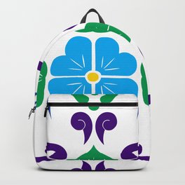 Cyan 1, Framed Talavera Flower Backpack | Vibrant, Mexican, Festive, Elizdesign, Mexico, Talavera, Bright, Espanol, Spain, Colorful 