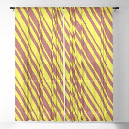 [ Thumbnail: Yellow & Brown Colored Lined Pattern Sheer Curtain ]