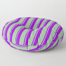 [ Thumbnail: Dark Violet and Dark Sea Green Colored Lines Pattern Floor Pillow ]