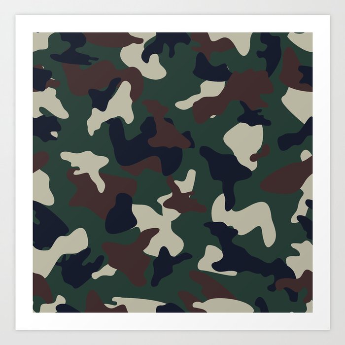 Green Brown Woodland Camo Camouflage Pattern Art Print By Artpics