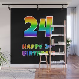 [ Thumbnail: HAPPY 24TH BIRTHDAY - Multicolored Rainbow Spectrum Gradient Wall Mural ]