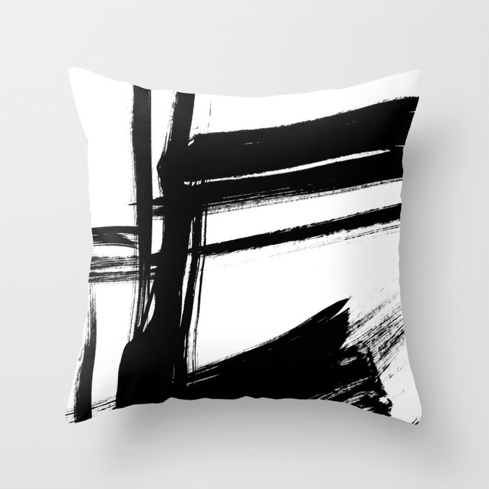 Black Abstract Brush Strokes nr 2 Throw Pillow