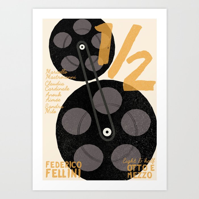 Federico Fellini, 8 e 1/2 (eight and half) italian movie poster, 8 1⁄2, otto e mezzo Art Print