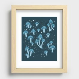Magic Mushrooms in Deep Blue Recessed Framed Print