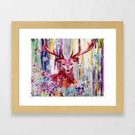 A Deer in Flower Dream Forest Framed Art Print