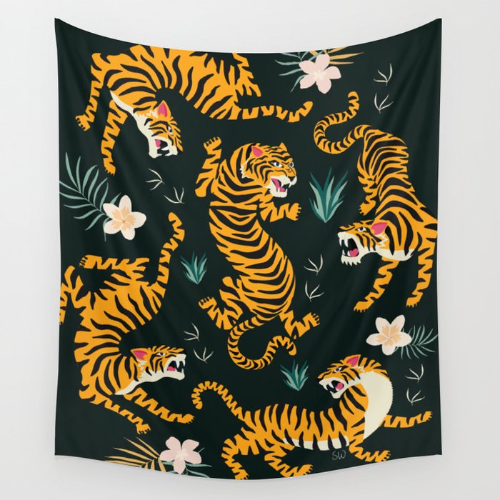 Tiger All Around Wall Tapestry