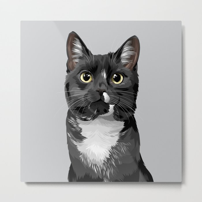 Tuxedo Cat Portrait Metal Print