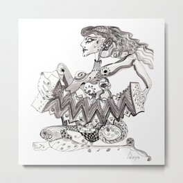A woman with an accordion Metal Print