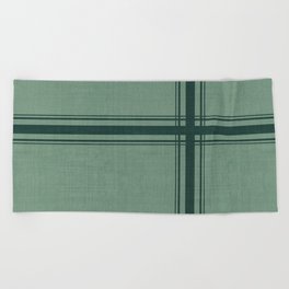 Minimal Plaid in Green Beach Towel