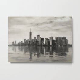 Charcoal sketch of Manhattan skyline in NYC Metal Print