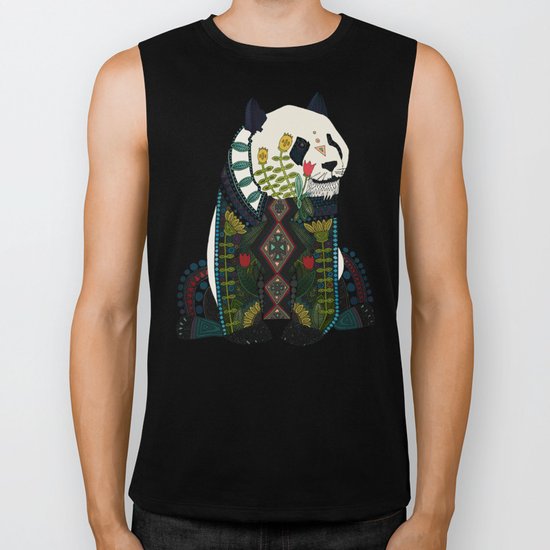 panda orange Biker Tank