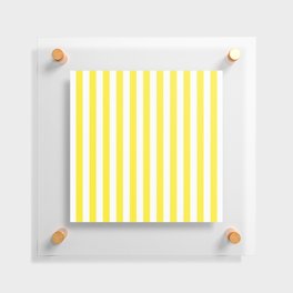 Yellow and White Cabana Stripe Pattern Floating Acrylic Print