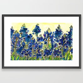 Texas Bluebonnets Watercolor Framed Art Print