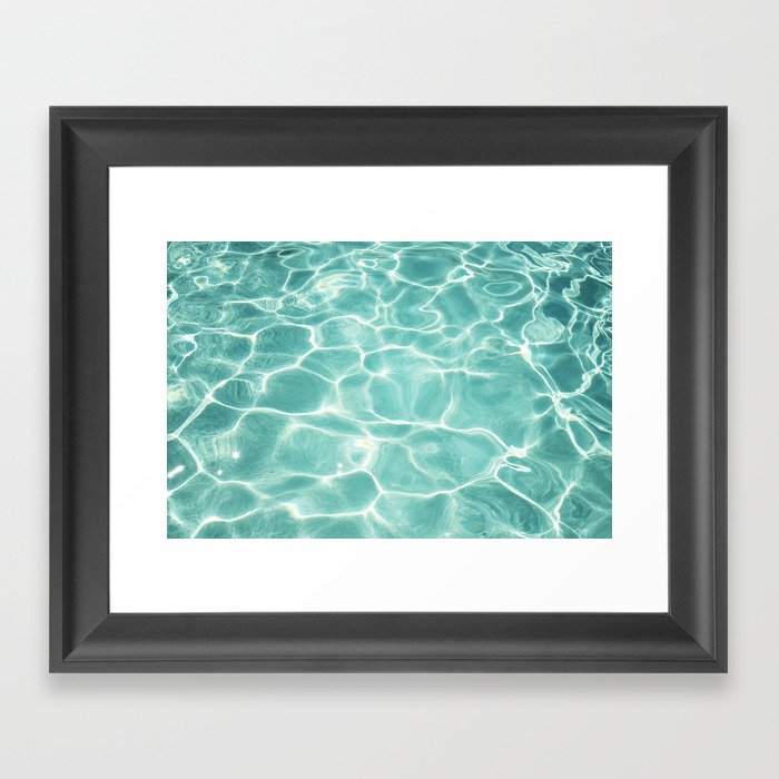 Water Abstract Photography, Teal Ocean, Turquoise Sea, Water Ripple Seascape Framed Art Print