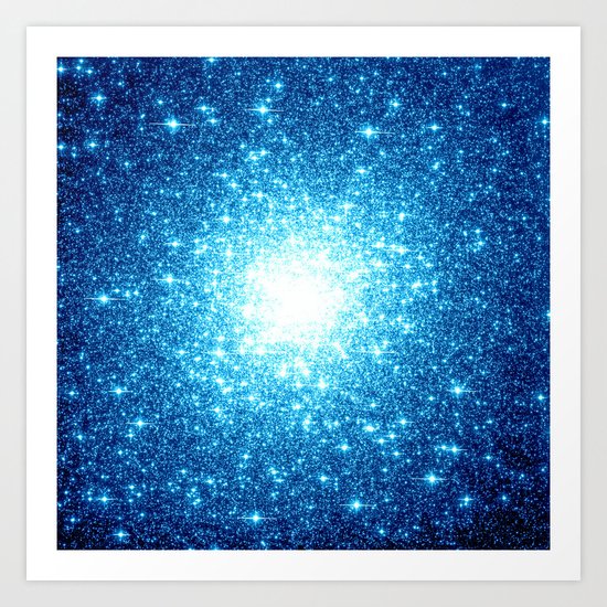 Turquoise Blue Galaxy Stars Art Print
