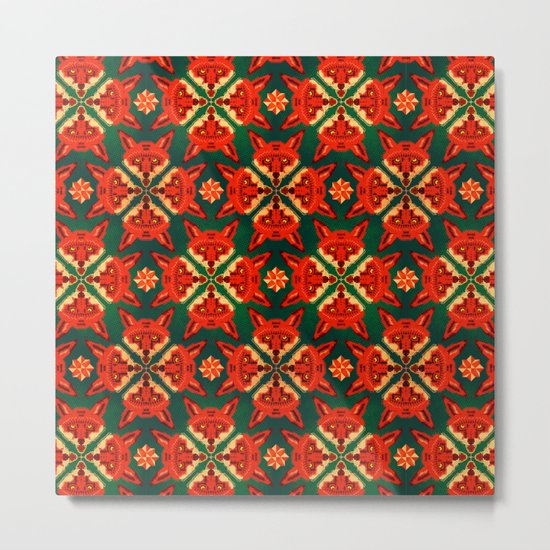 Fox Cross geometric pattern Metal Print