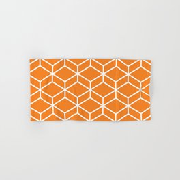 Geometric Honeycomb Pattern in White and Orange Hand & Bath Towel