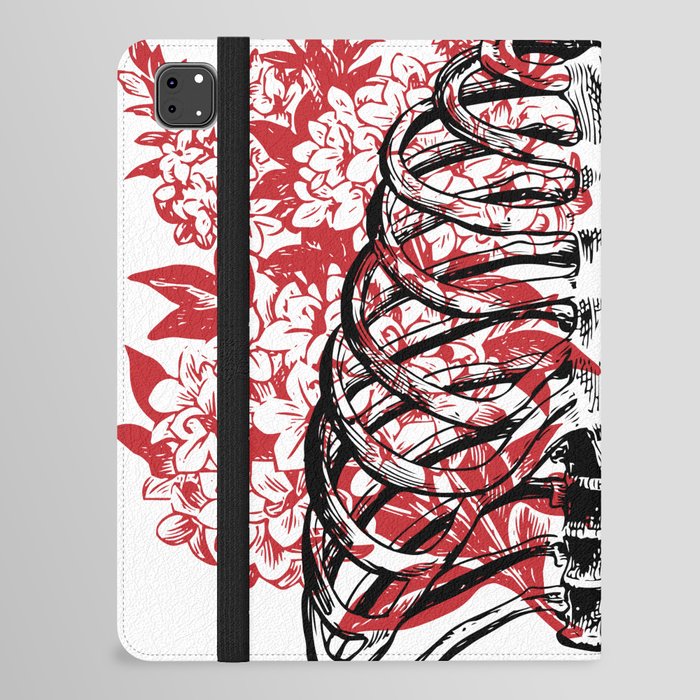 Floral Ribcage, engraved illustration iPad Folio Case