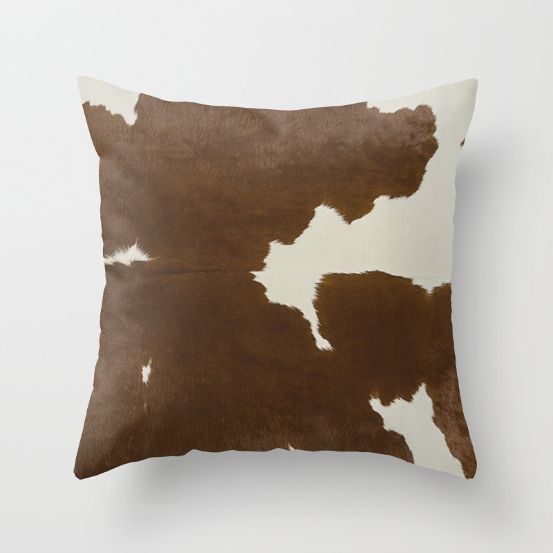 Dark Brown White Cow Hide Throw Pillow By Theghosttown Society6