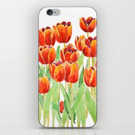 orange tulips  flowers watercolor iPhone Skin