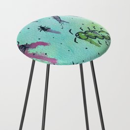 Hand Painted Watercolor Abstract Colorful Bugs Counter Stool