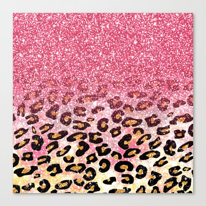 Glam Pink Glitter Leopard Pattern Canvas Print by InovArtS | Society6