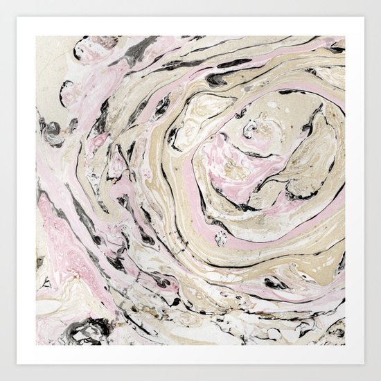 Pink and gold marble Art Print