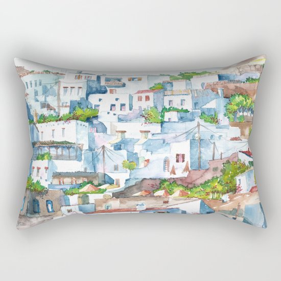 Panorama of Lindos Rectangular Pillow