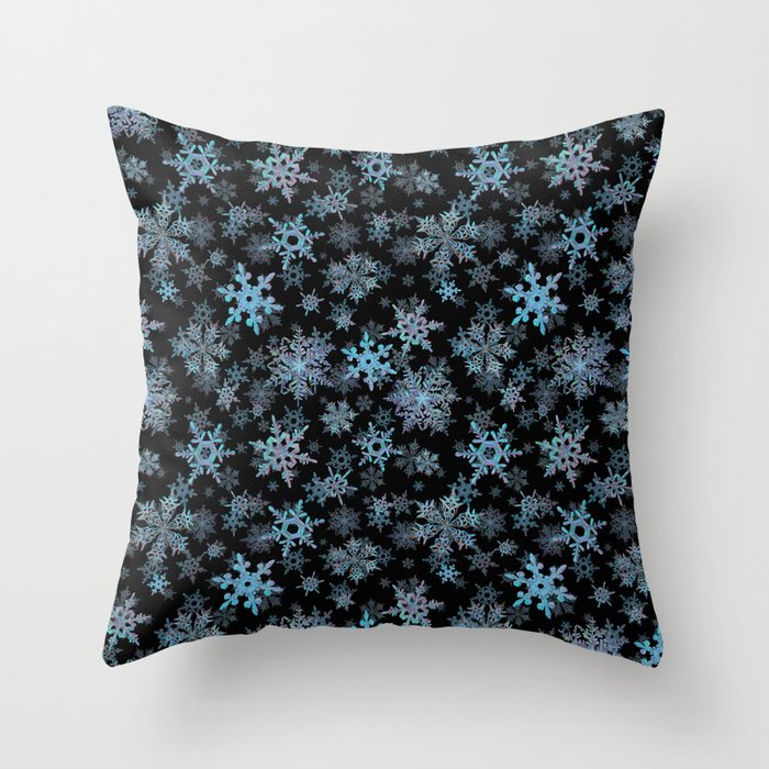 "Embroidered" Snowflakes Throw Pillow