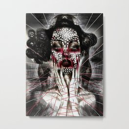 Black Siren Metal Print | Model, Surrealism, Figurative, People, Ink Pen, Pop Art, Pop Surrealism, Polkadots, Ethereal, Chalk Charcoal 