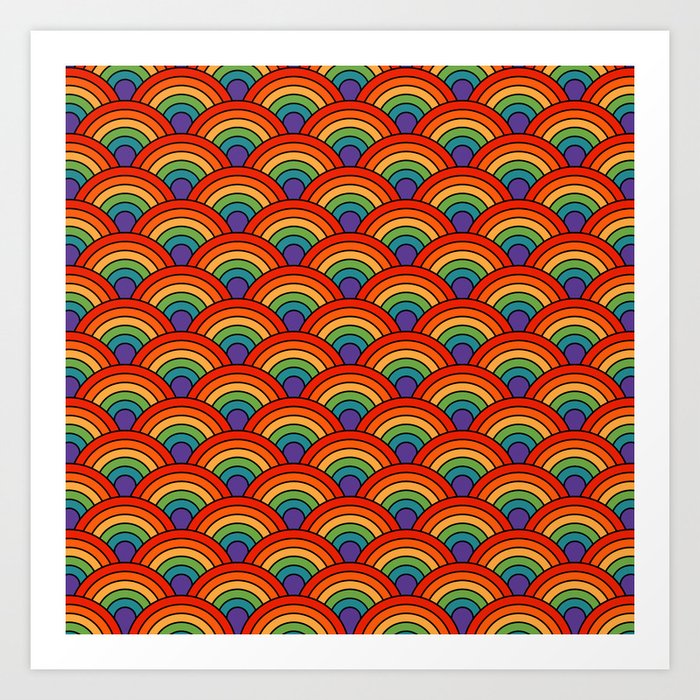 Retro Geometric Gradated Fan Pattern 522 Art Print